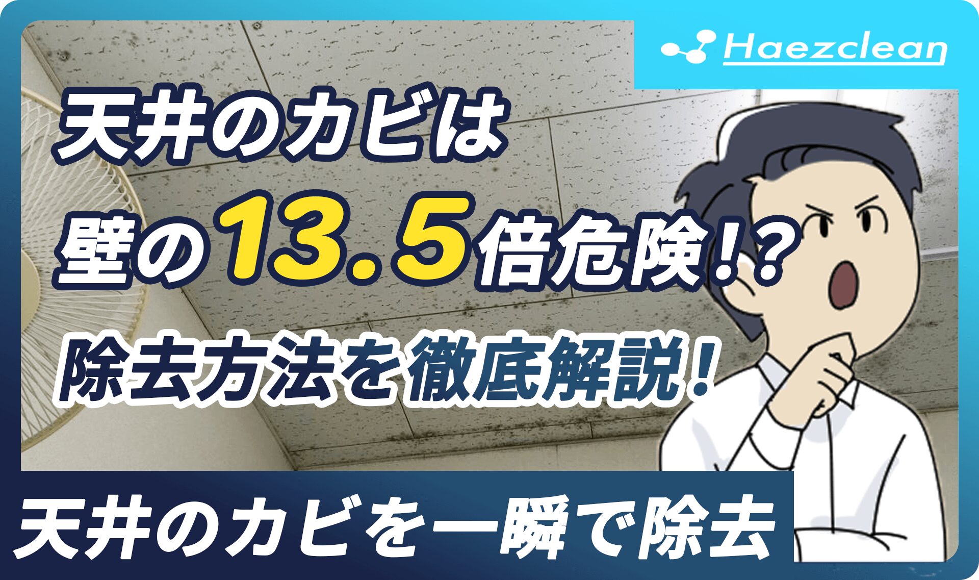 天井のカビは壁の１３．５倍危険！？天井のカビを一瞬で除去する方法を徹底解説｜除カビ・防カビ・調査・液剤直販｜ハーツクリーン